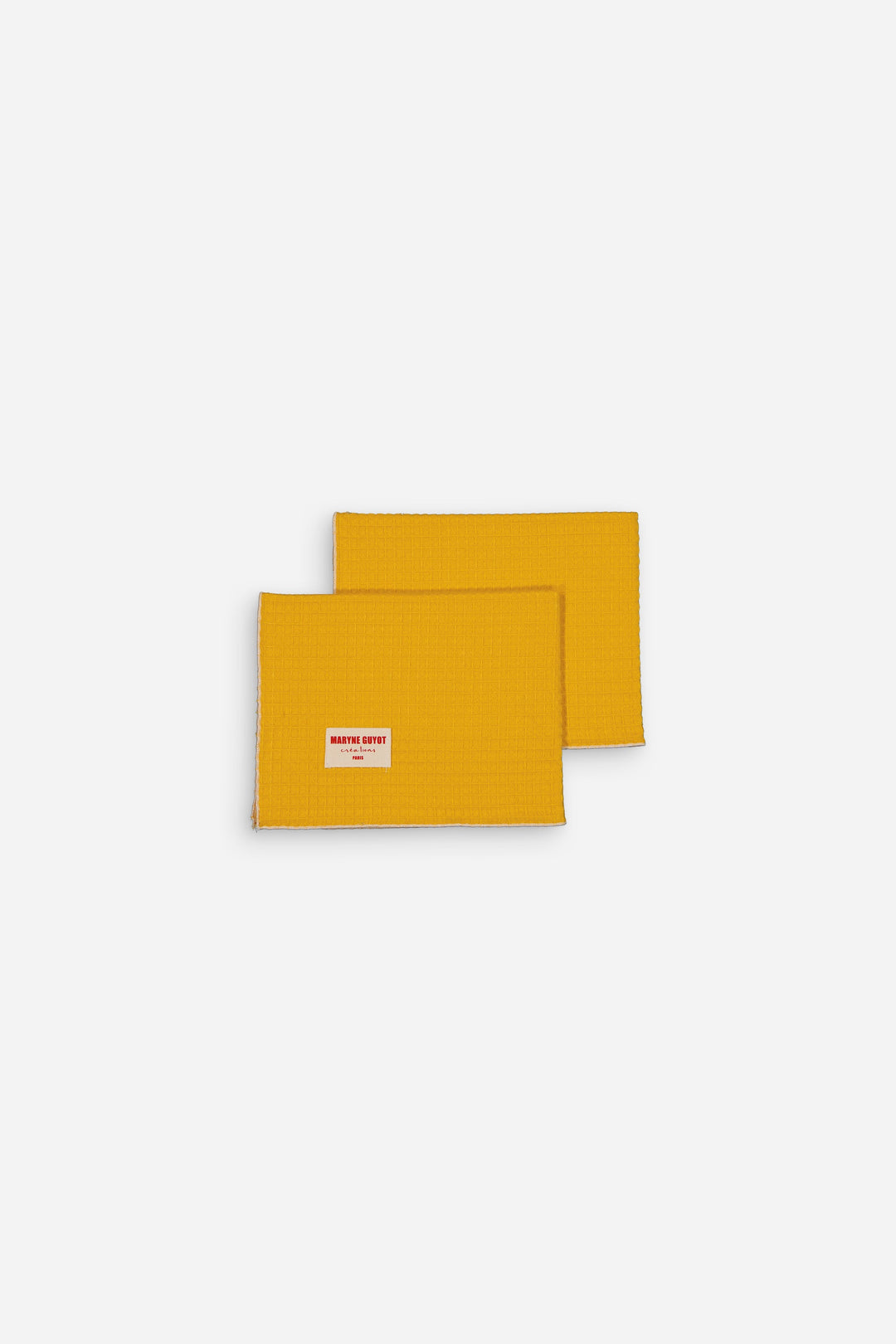 Set of 4 plain textured placemats - Mustard waffle 