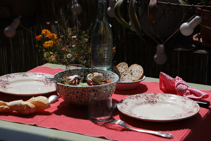 Chemin de table uni corail - Gaufre Corail Chemins de table Maryne Guyot créations