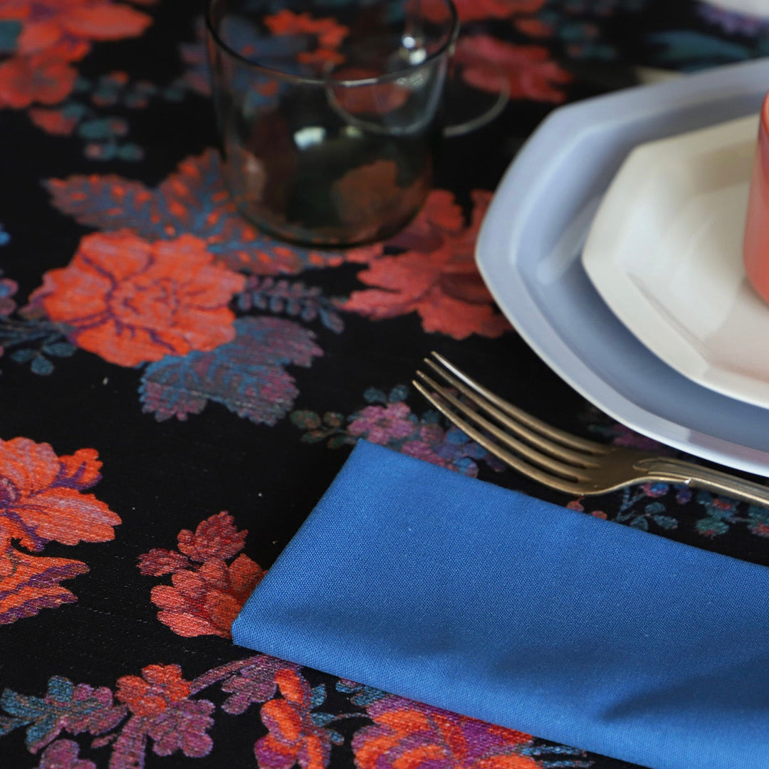 Lot de 4 serviettes de table en coton-lin bleu électrique