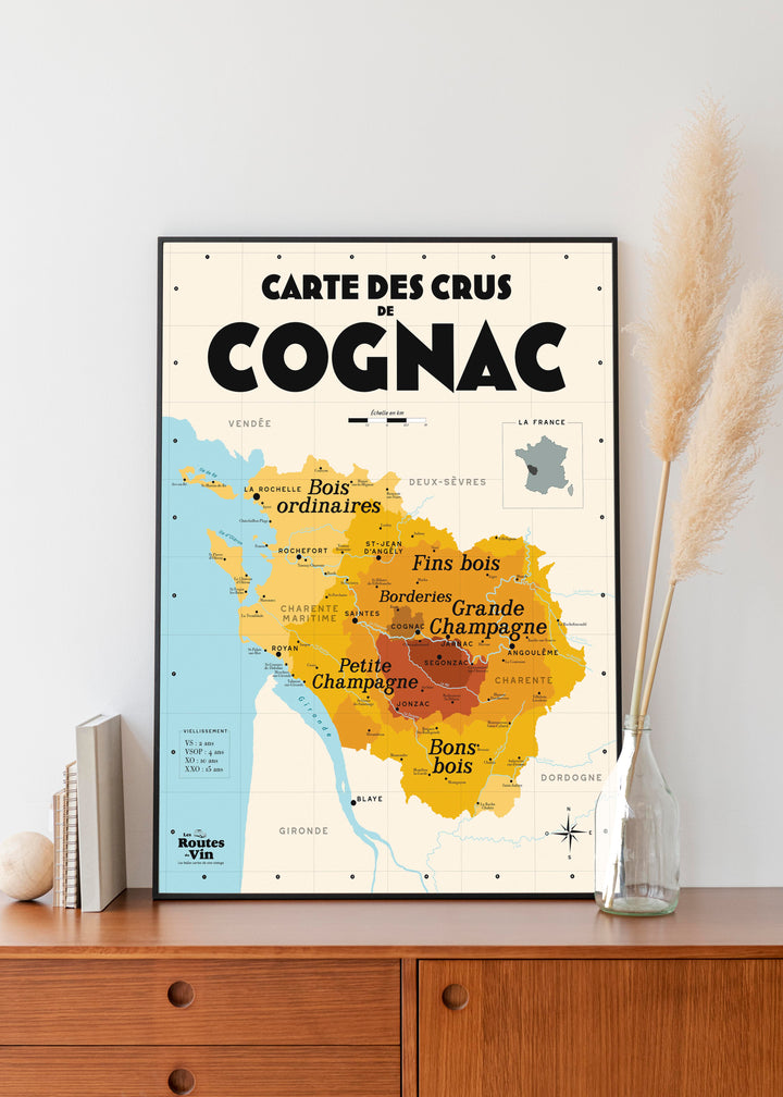 Carte des crus de Cognac Affiches Atelier Vauvenargues