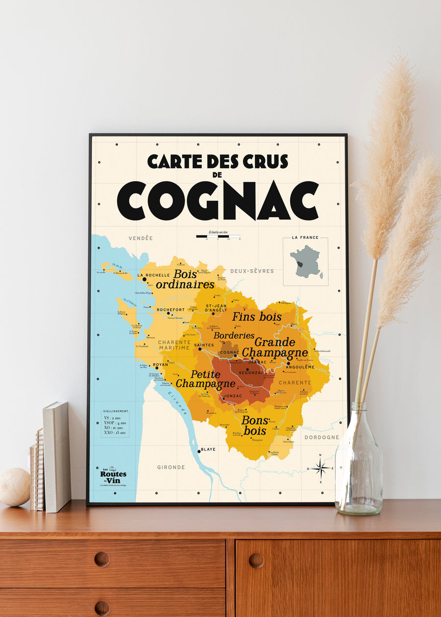 Carte des crus de Cognac Affiches Atelier Vauvenargues