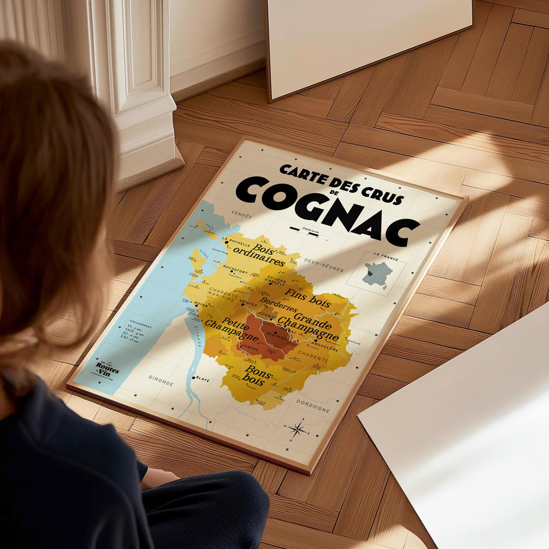 Carte des crus de Cognac Affiches Atelier Vauvenargues