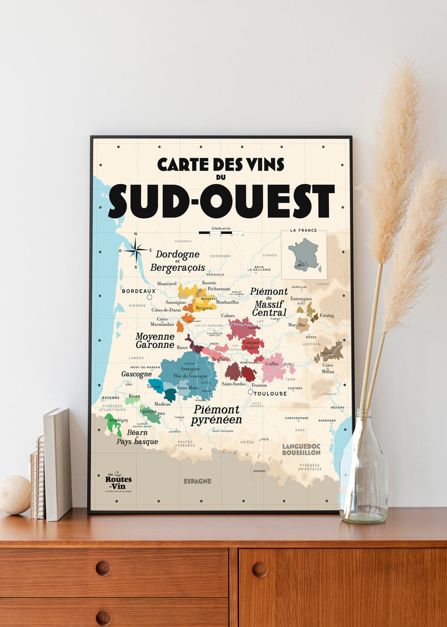 Carte des vins du Sud-Ouest Affiches Atelier Vauvenargues