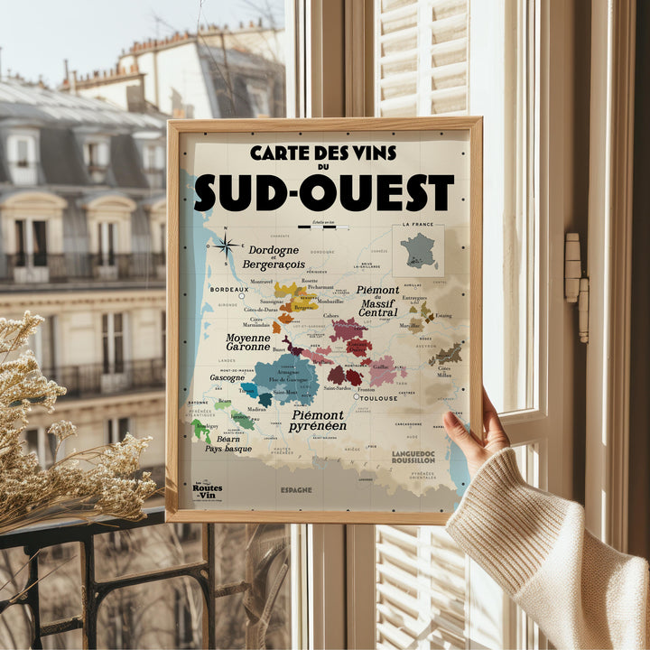 Carte des vins du Sud-Ouest Affiches Atelier Vauvenargues