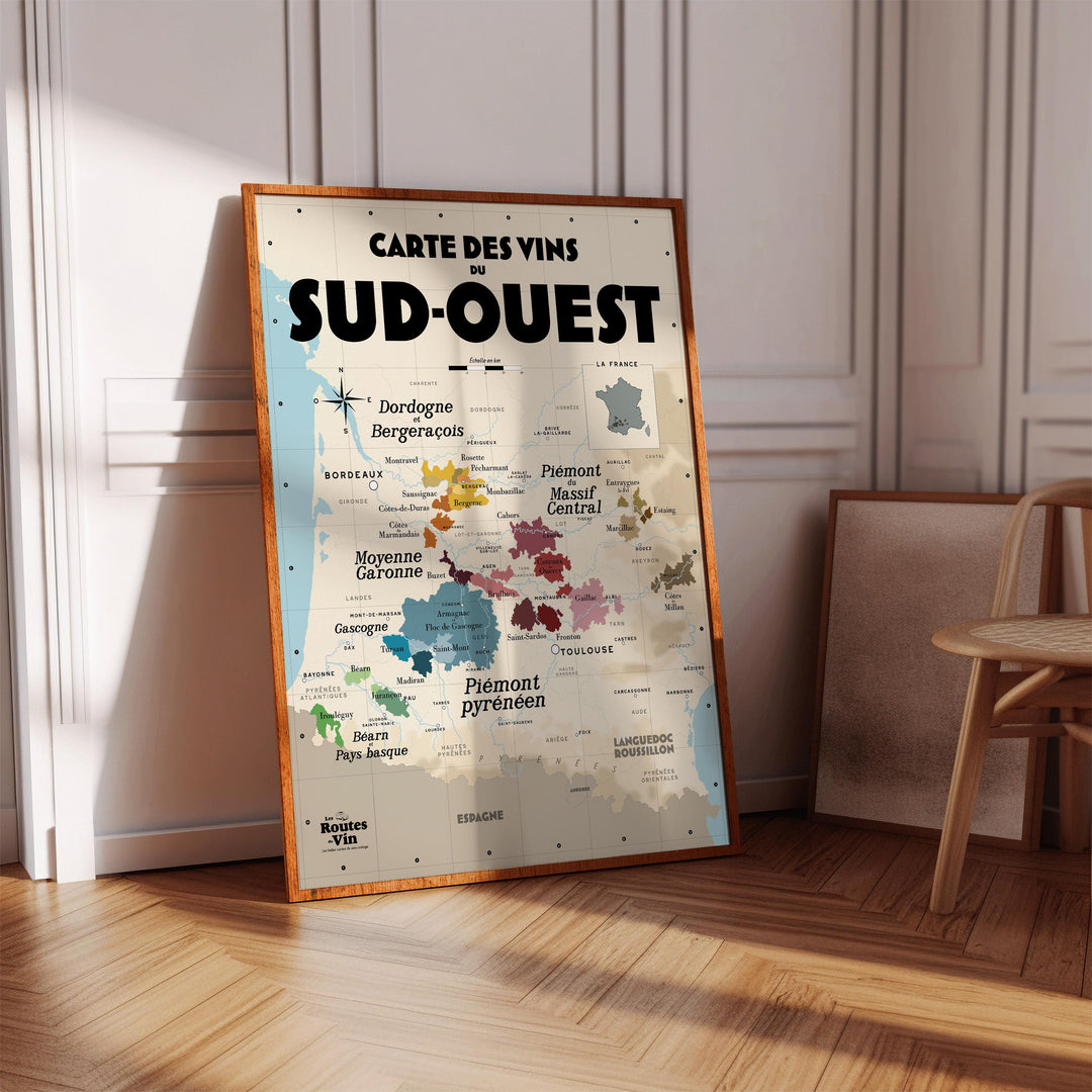 Carte des vins du Sud-Ouest Affiches Atelier Vauvenargues
