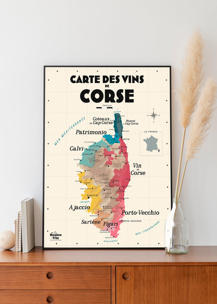 Carte des vins de Corse Affiches Atelier Vauvenargues