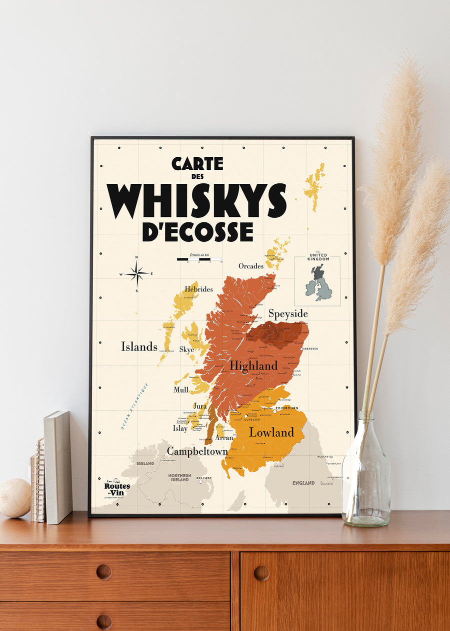 Carte des Whiskys écossais Affiches Atelier Vauvenargues
