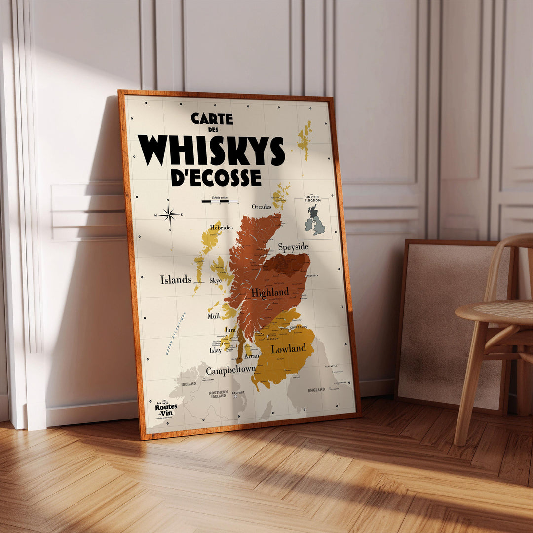Carte des Whiskys écossais Affiches Atelier Vauvenargues