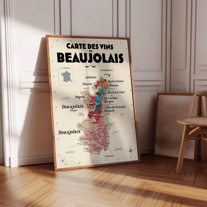 Carte des vins du Beaujolais Affiches Atelier Vauvenargues
