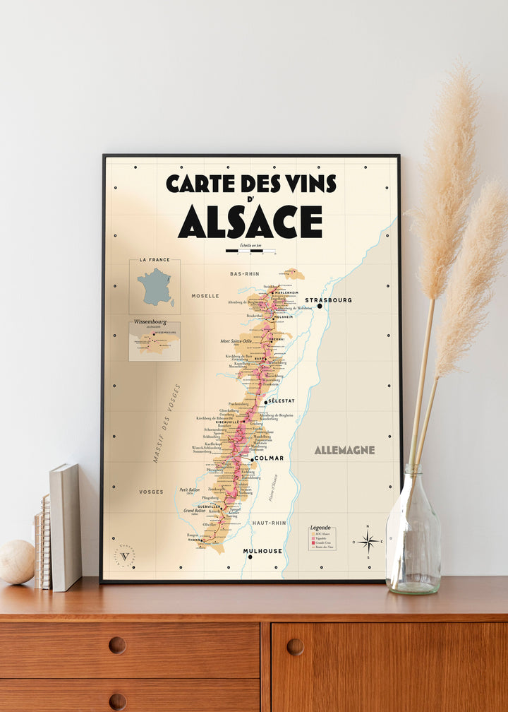 Carte des vins d'Alsace Affiches Atelier Vauvenargues