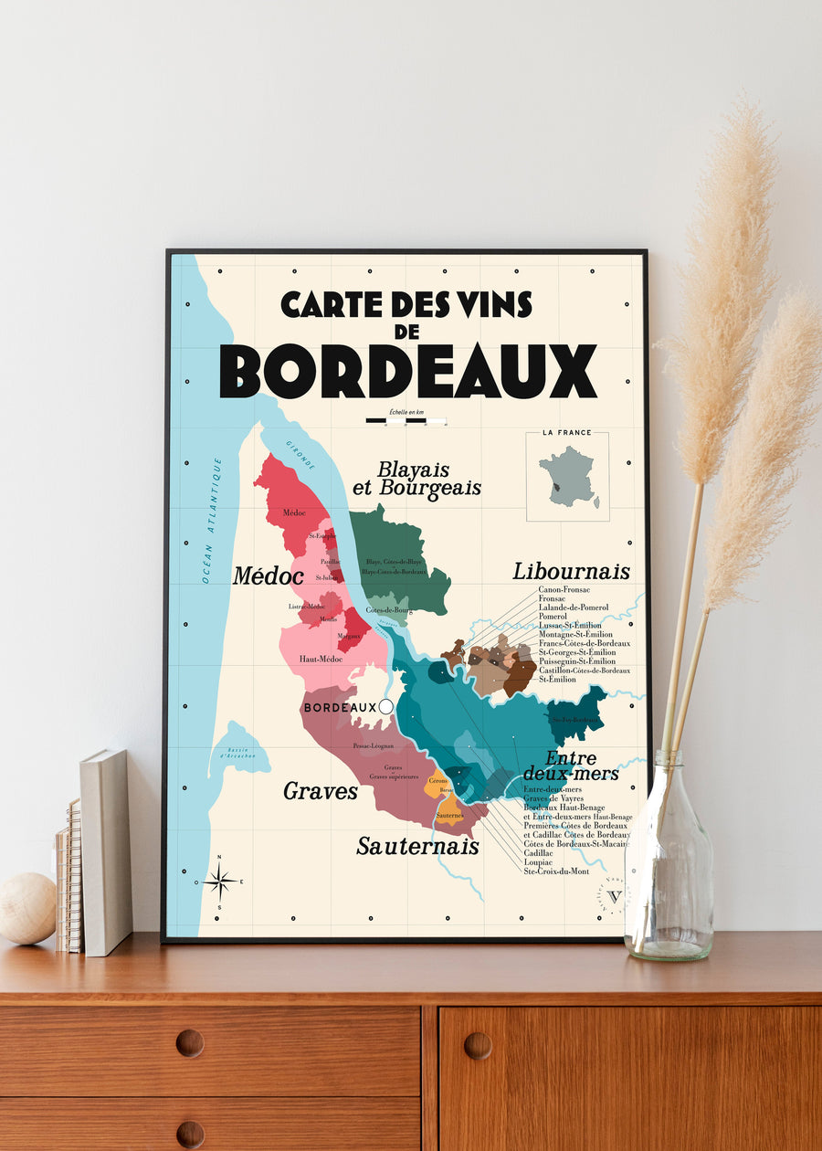 Carte des vins de Bordeaux Affiches Atelier Vauvenargues