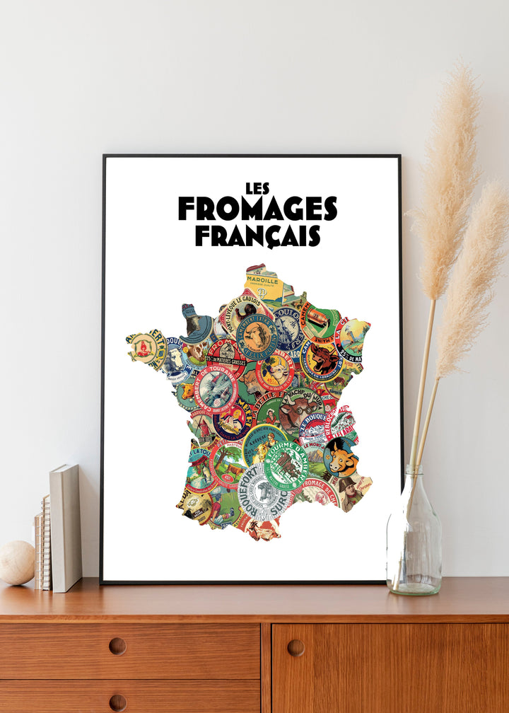 Carte de France des Fromages Affiches Atelier Vauvenargues