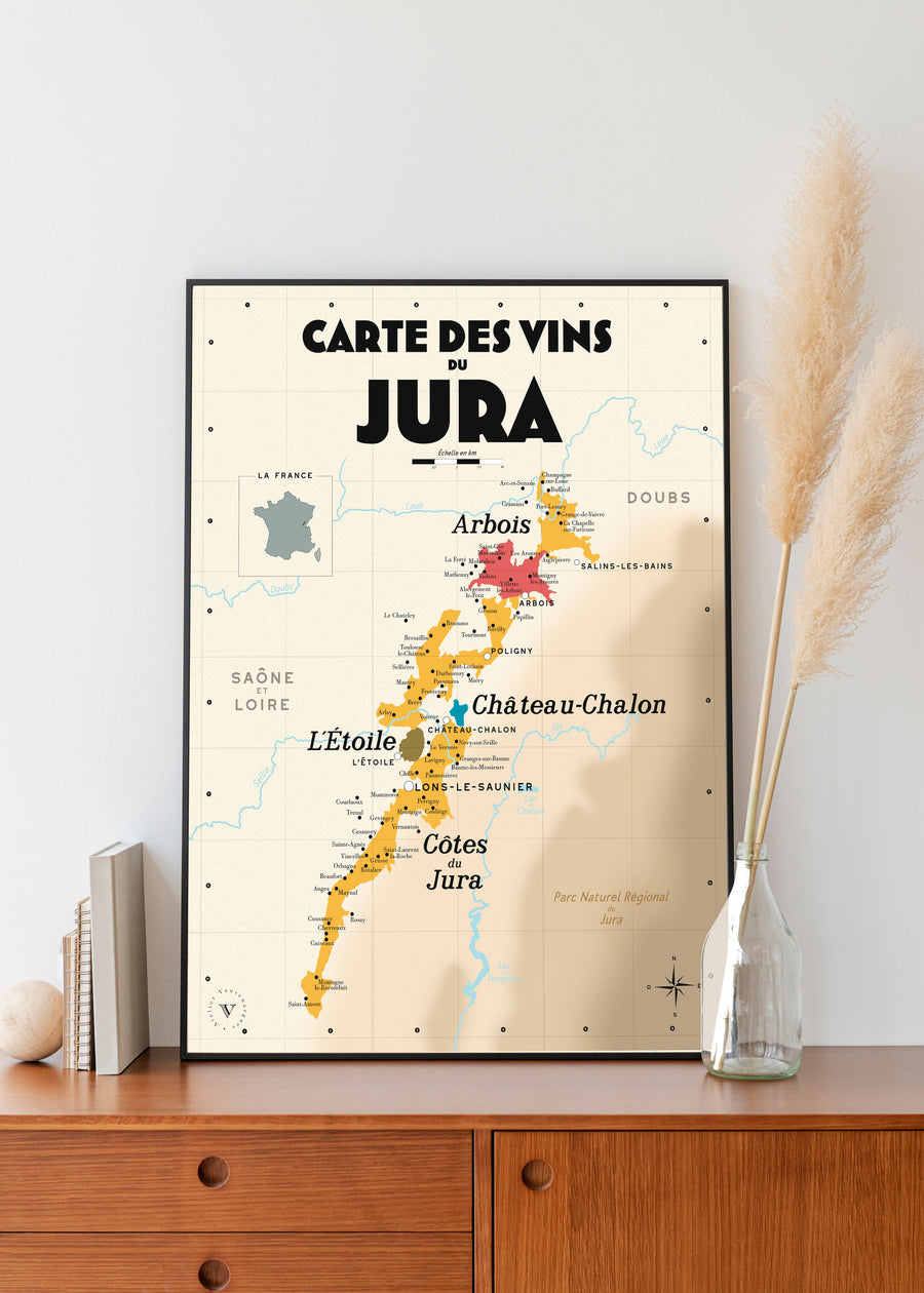 Carte des vins du Jura Affiches Atelier Vauvenargues