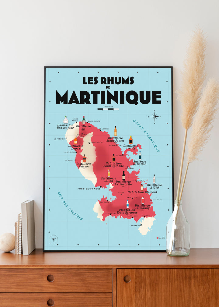 Carte des Rhums de Martinique Affiches Atelier Vauvenargues