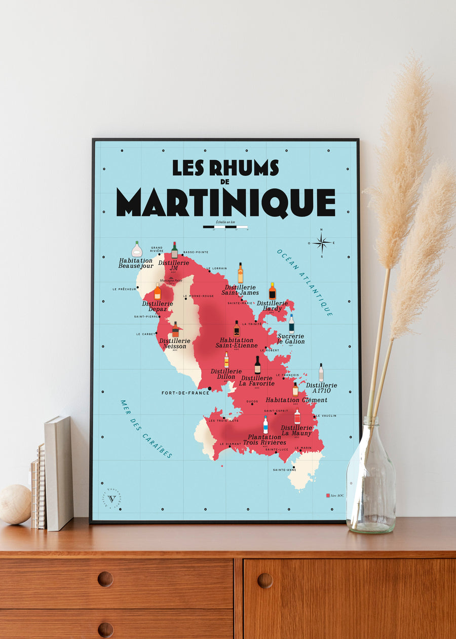 Carte des Rhums de Martinique Affiches Atelier Vauvenargues