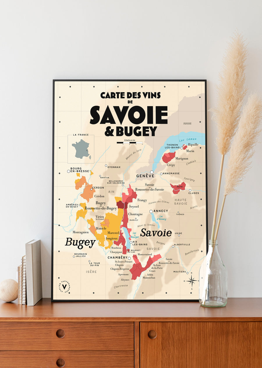 Carte des vins de Savoie Affiches Atelier Vauvenargues