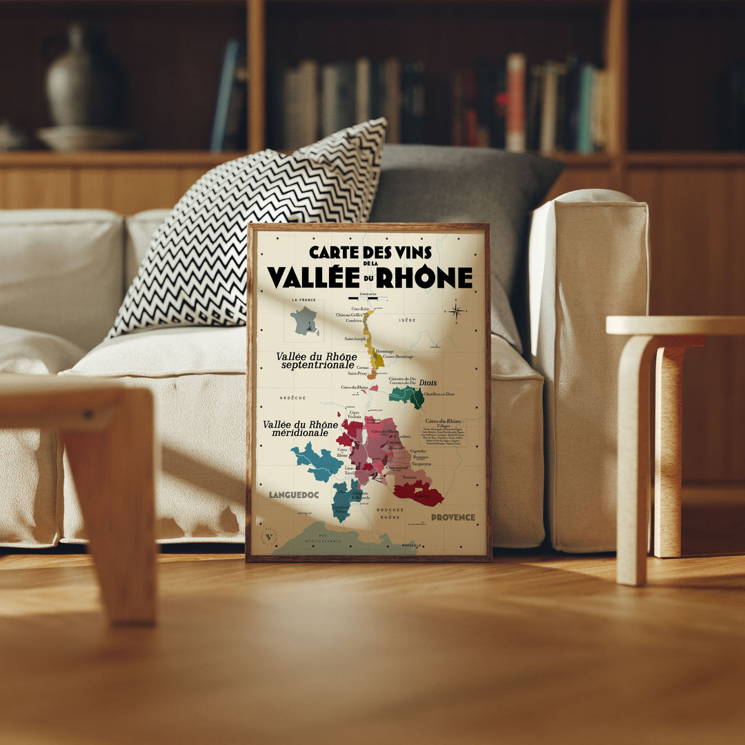 Carte des vins de la Vallée du Rhône Affiches Atelier Vauvenargues