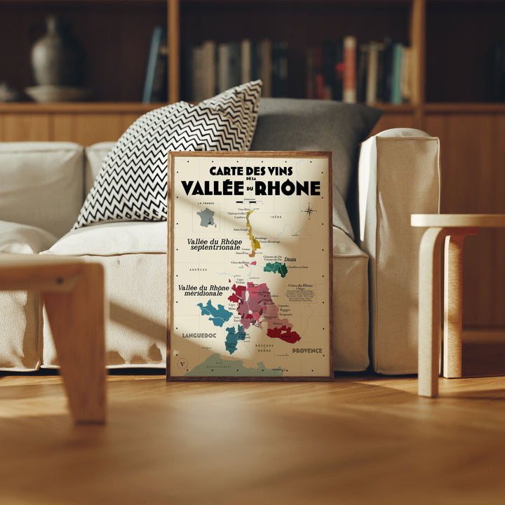 Carte des vins de la Vallée du Rhône Affiches Atelier Vauvenargues