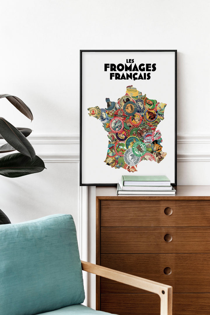 Carte de France des Fromages Affiches Atelier Vauvenargues