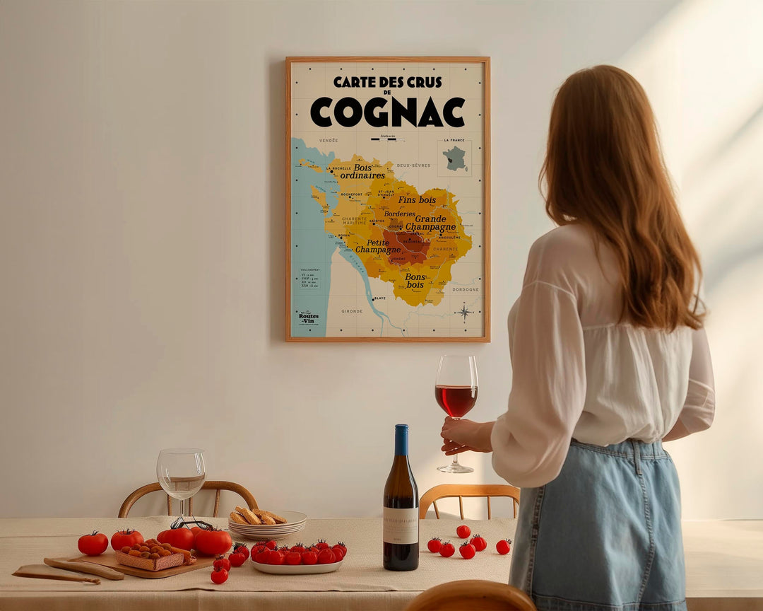 Carte des crus de Cognac Affiches Atelier Vauvenargues