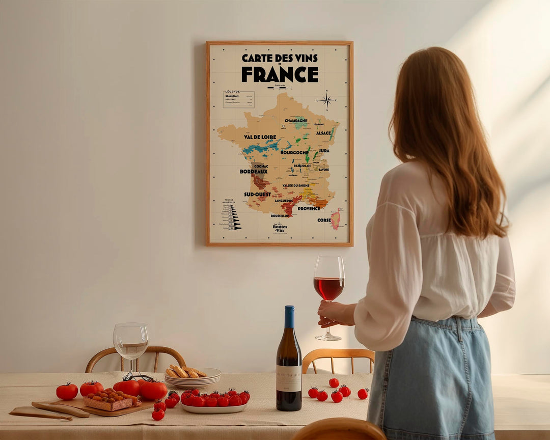 Carte des vignobles français Affiches Atelier Vauvenargues