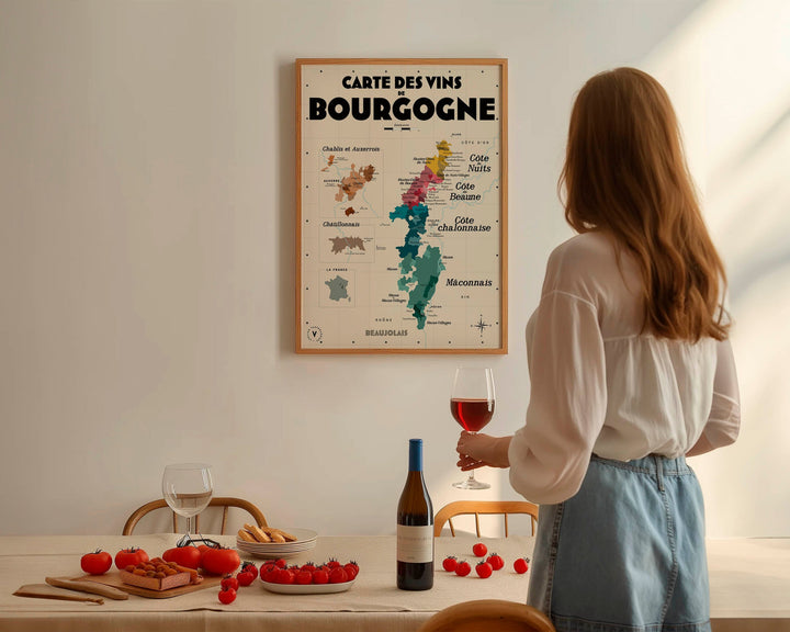 Carte des vins de Bourgogne Affiches Atelier Vauvenargues