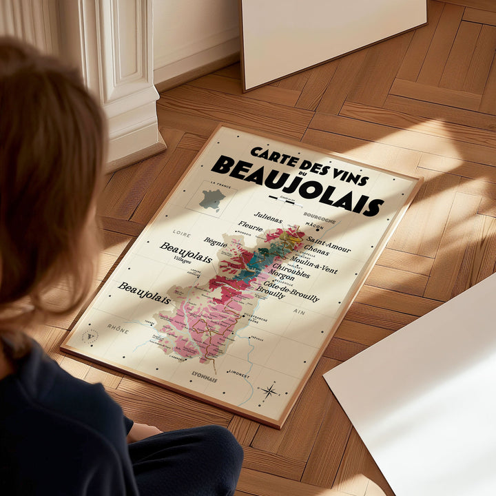 Carte des vins du Beaujolais Affiches Atelier Vauvenargues