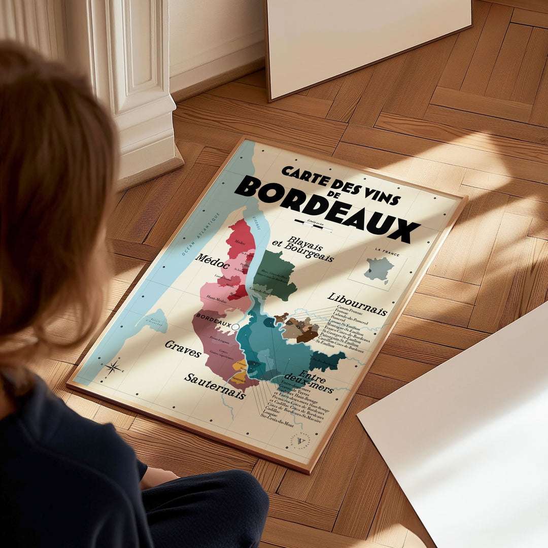 Carte des vins de Bordeaux Affiches Atelier Vauvenargues