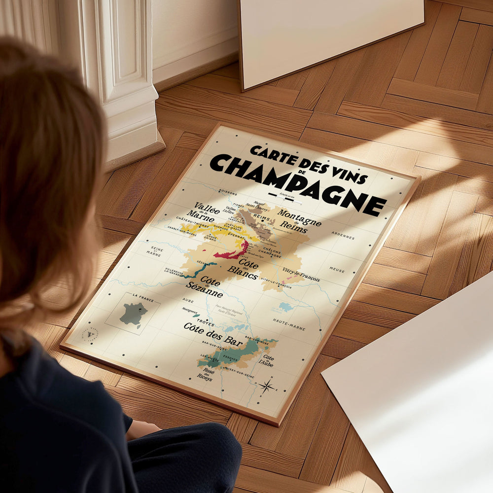 Carte des vins de Champagne Affiches Atelier Vauvenargues