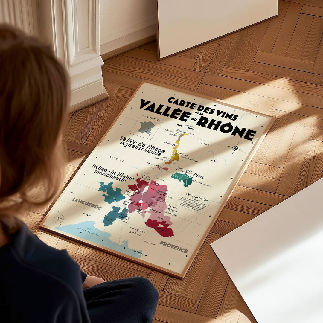 Carte des vins de la Vallée du Rhône Affiches Atelier Vauvenargues