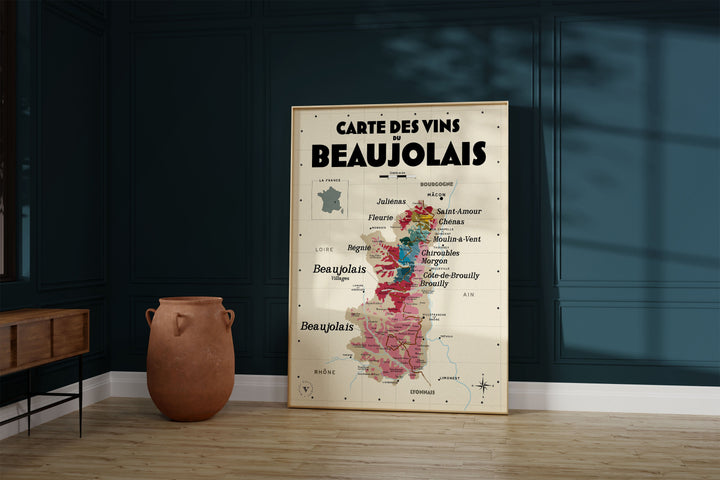 Carte des vins du Beaujolais Affiches Atelier Vauvenargues