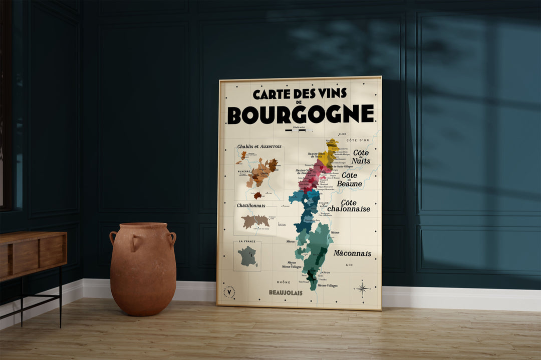 Carte des vins de Bourgogne Affiches Atelier Vauvenargues