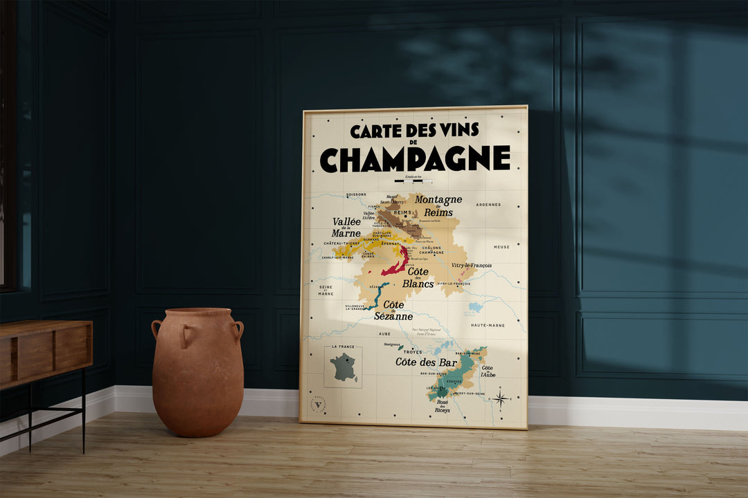 Carte des vins de Champagne Affiches Atelier Vauvenargues