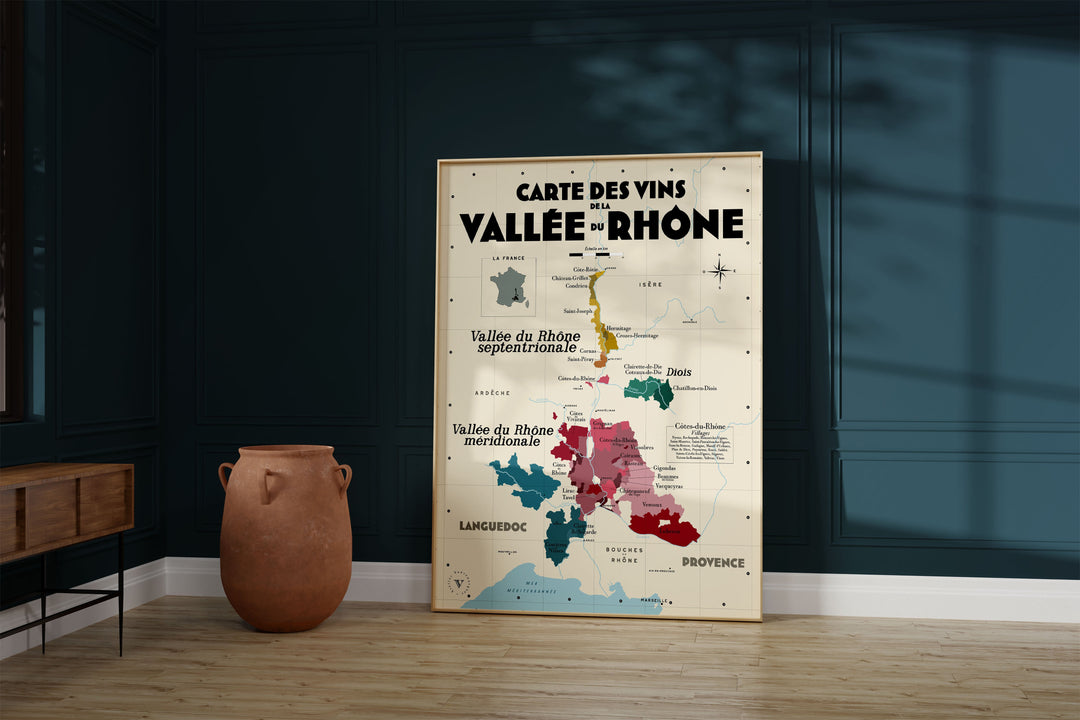 Carte des vins de la Vallée du Rhône Affiches Atelier Vauvenargues
