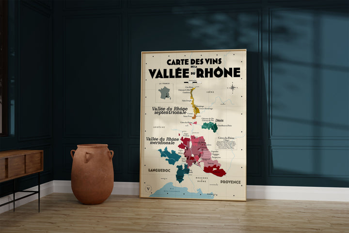 Carte des vins de la Vallée du Rhône Affiches Atelier Vauvenargues