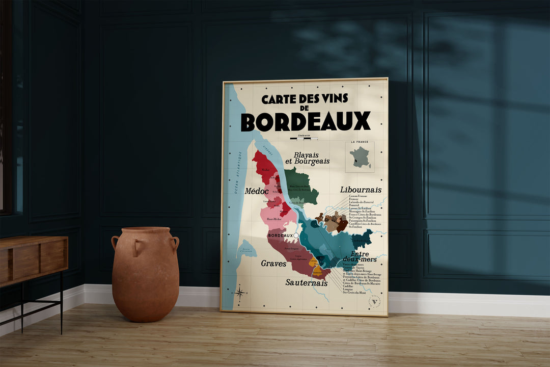 Carte des vins de Bordeaux Affiches Atelier Vauvenargues
