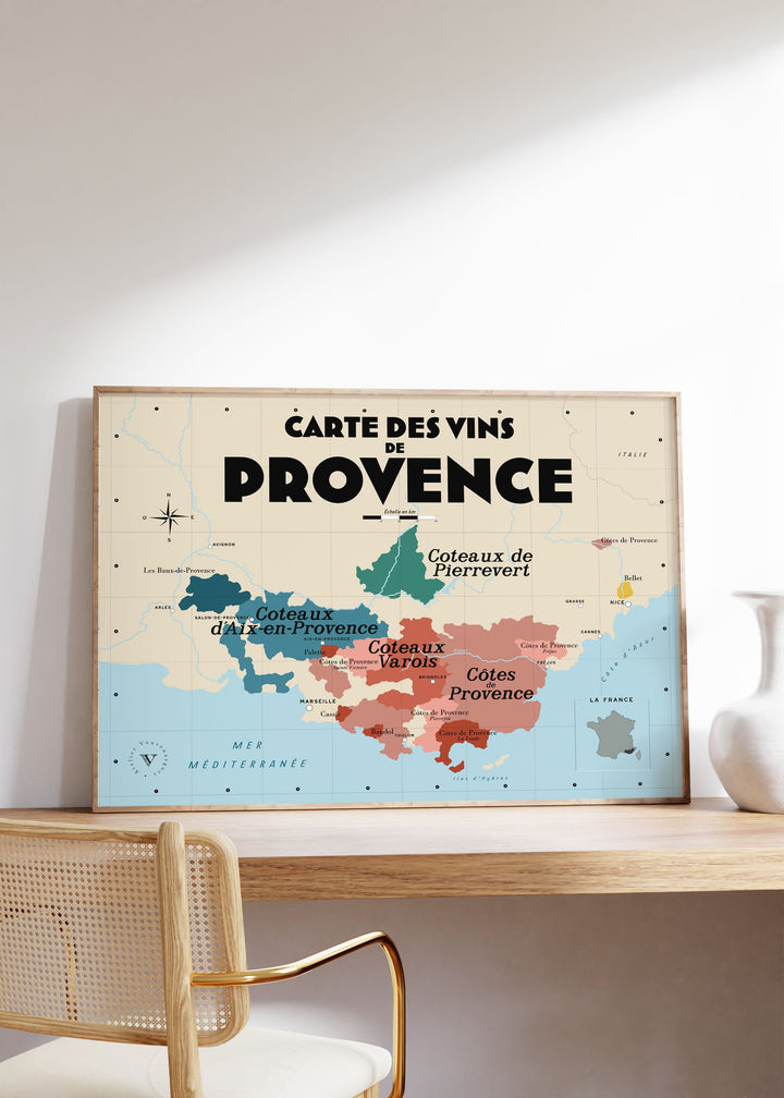 Carte des vins de Provence Affiches Atelier Vauvenargues