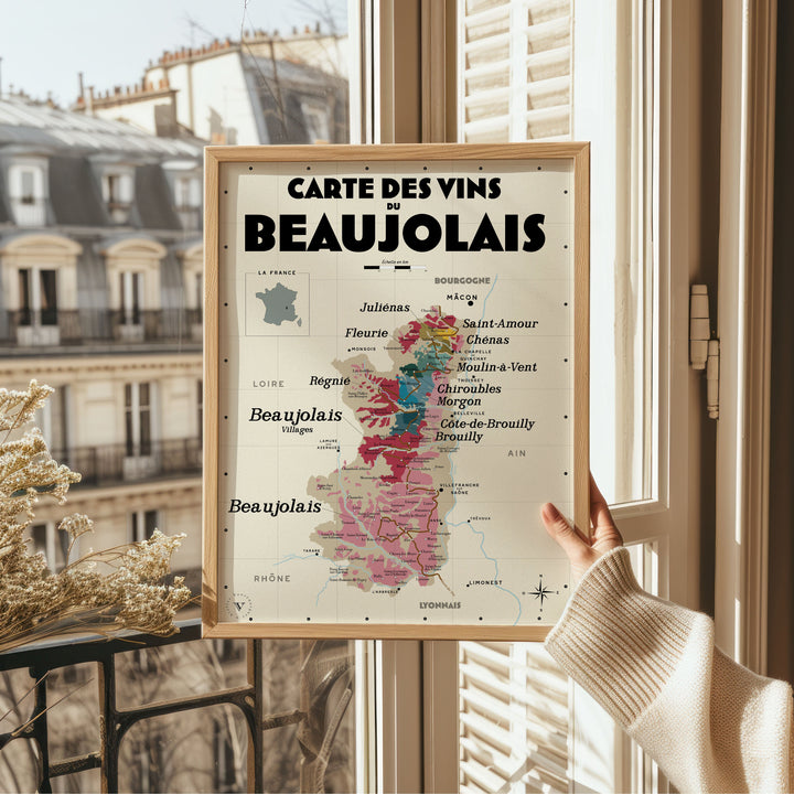 Carte des vins du Beaujolais Affiches Atelier Vauvenargues