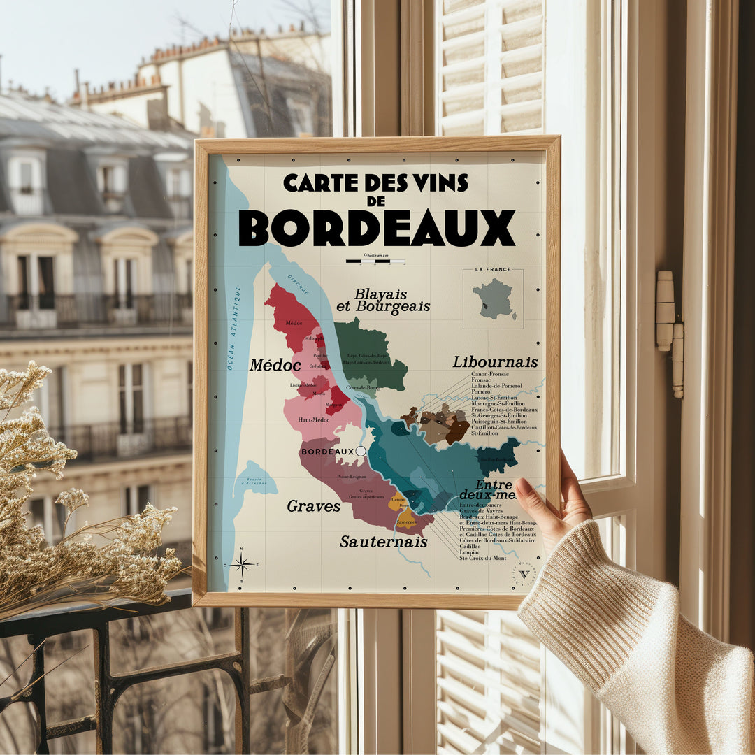 Carte des vins de Bordeaux Affiches Atelier Vauvenargues