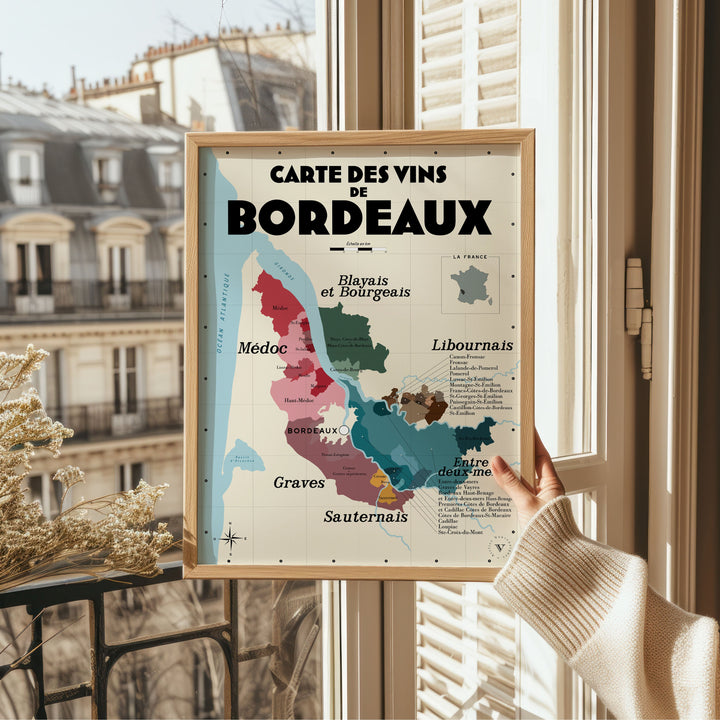 Carte des vins de Bordeaux Affiches Atelier Vauvenargues