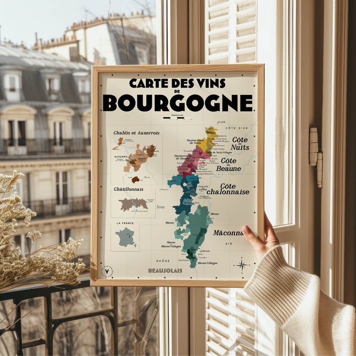 Carte des vins de Bourgogne Affiches Atelier Vauvenargues