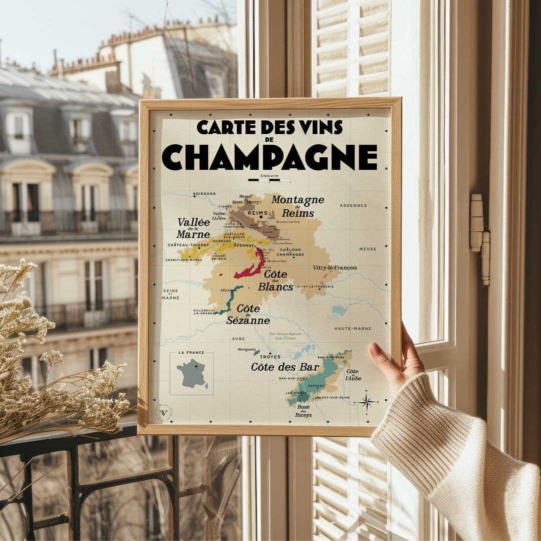 Carte des vins de Champagne Affiches Atelier Vauvenargues