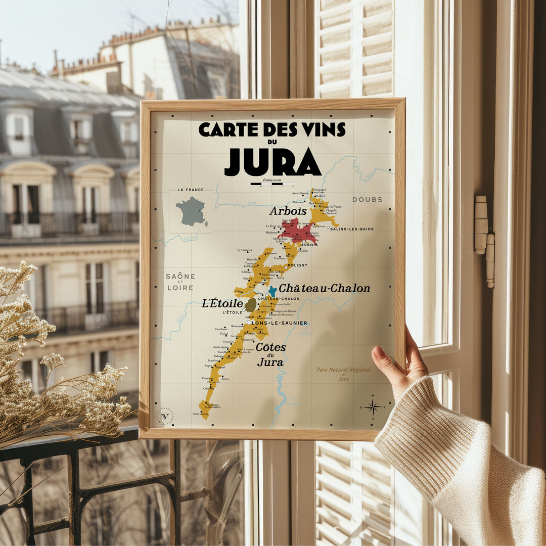 Carte des vins du Jura Affiches Atelier Vauvenargues
