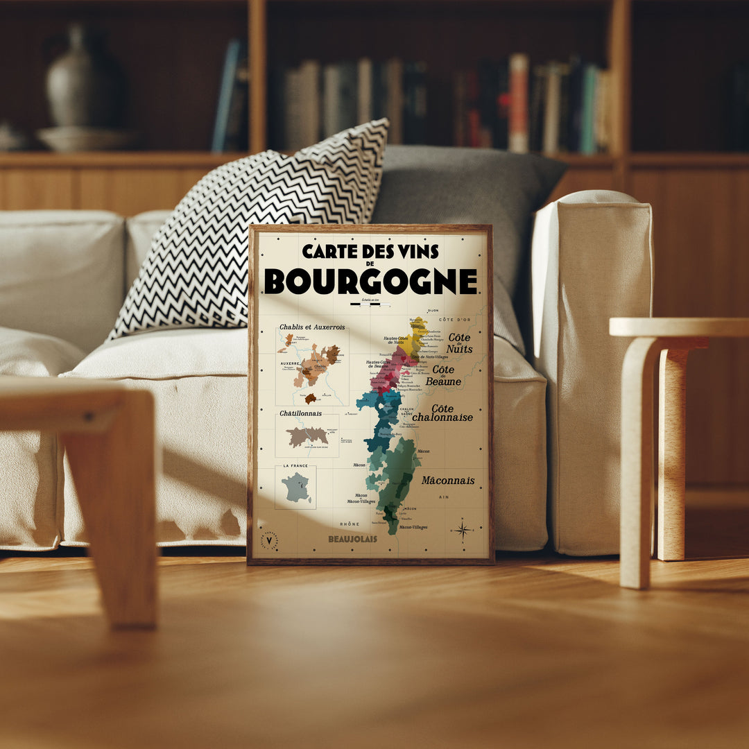 Carte des vins de Bourgogne Affiches Atelier Vauvenargues