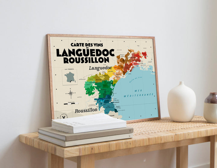 Carte des vins du Languedoc-Roussillon Affiches Atelier Vauvenargues