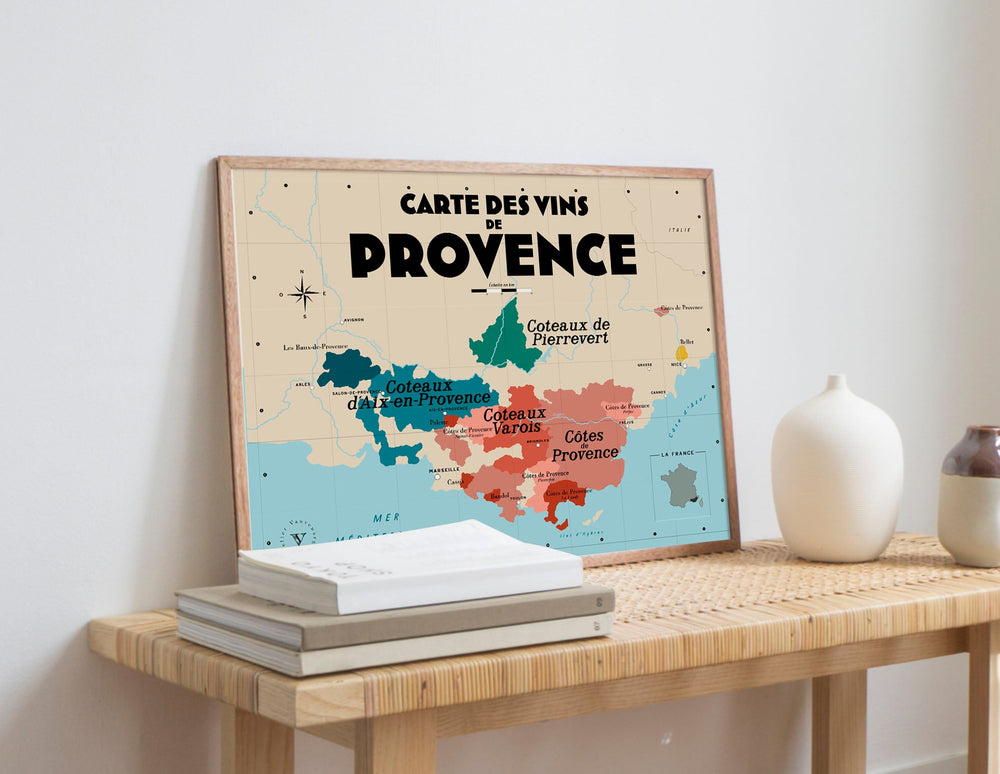 Carte des vins de Provence Affiches Atelier Vauvenargues