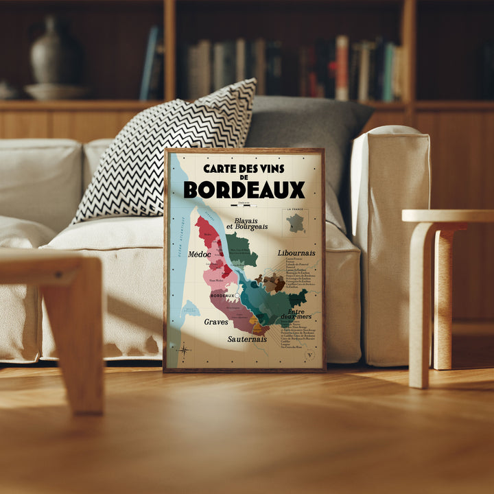 Carte des vins de Bordeaux Affiches Atelier Vauvenargues