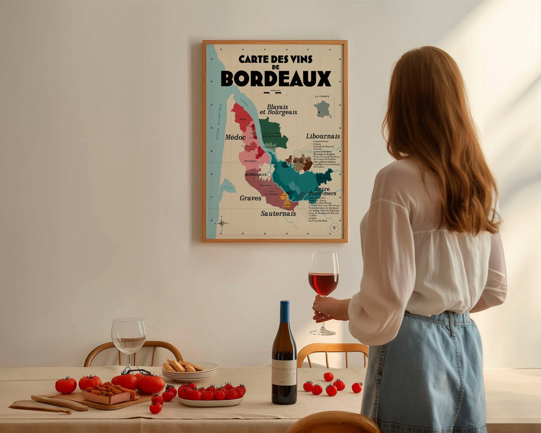 Carte des vins de Bordeaux Affiches Atelier Vauvenargues