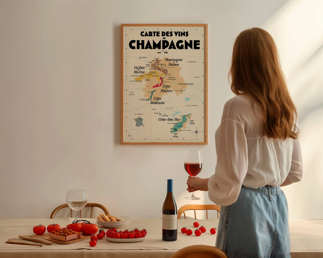 Carte des vins de Champagne Affiches Atelier Vauvenargues