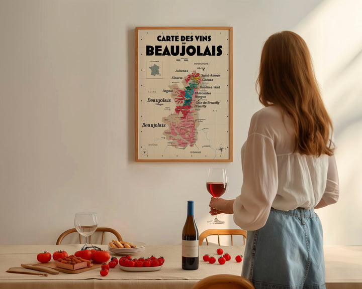 Carte des vins du Beaujolais Affiches Atelier Vauvenargues